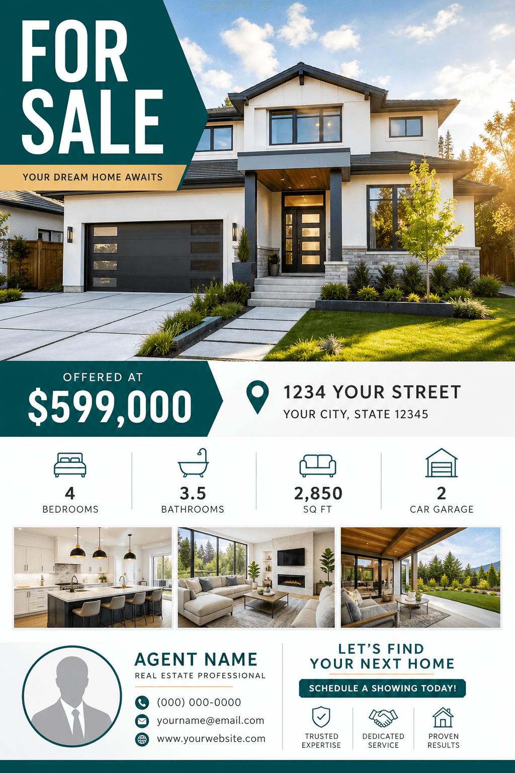 Exemplo de flyer imobiliário de imóvel à venda gerado por IA