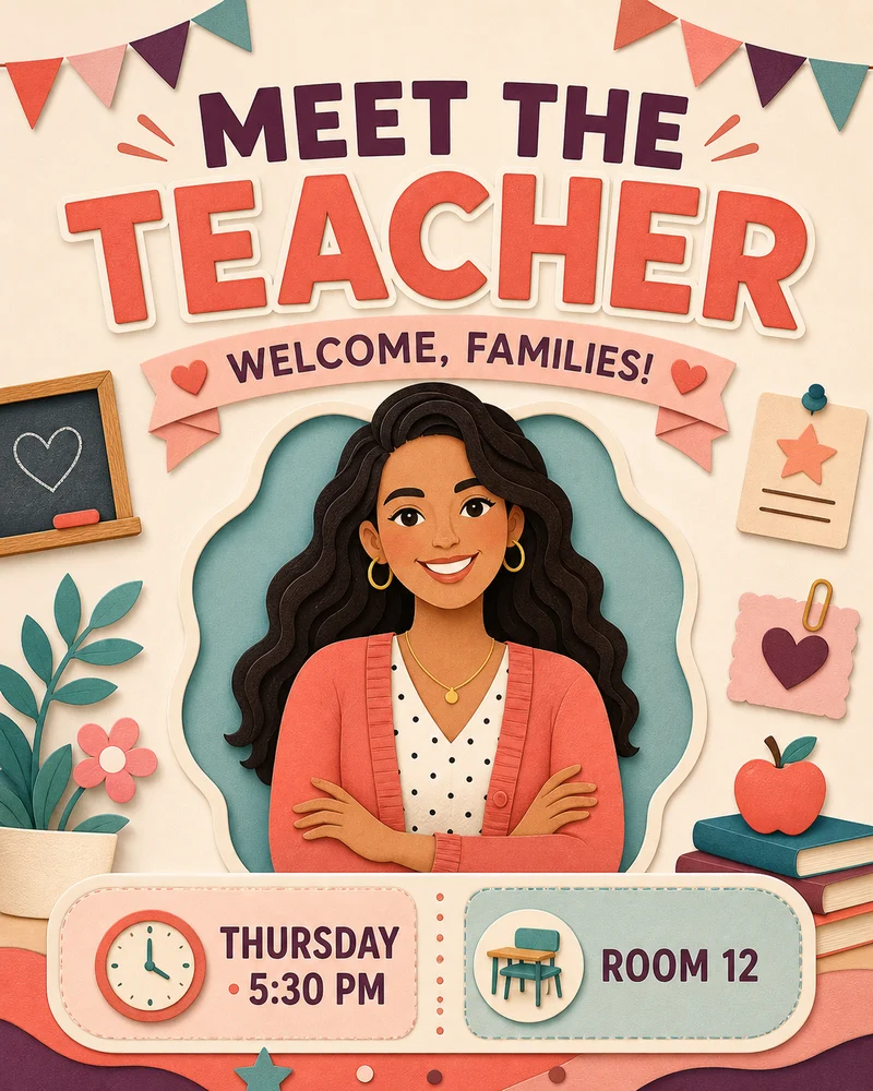 Modelo de Meet the Teacher Flyer